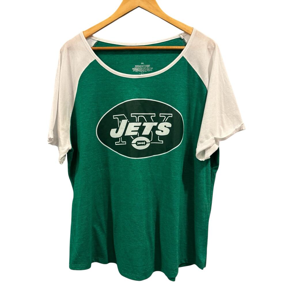 Vintage NFL New York Jets Raglan Tee Shirt Women Plus Size 2XLSize 2XL